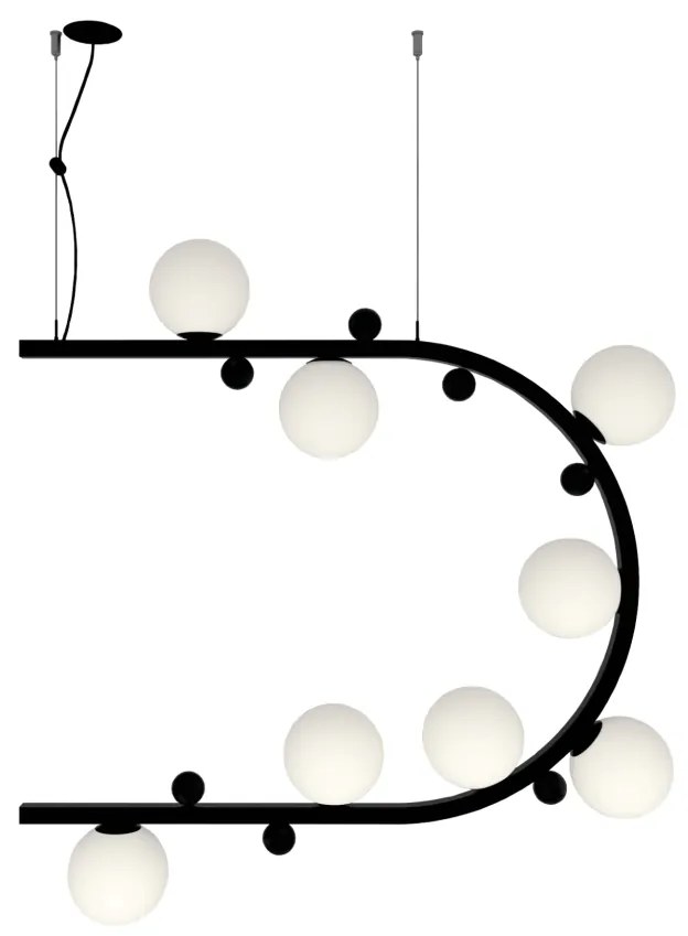 Pendente Aliança Arco Horizontal 24X82X82Cm 08Xg9 Globo 10Cm - Usina 9... (BT - Branco Texturizado, Branco (Fosco))