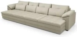 Sofá Retrátil 5 Lugares Para Sala 414cm Dijon Couro Creme S07 - Mpozen