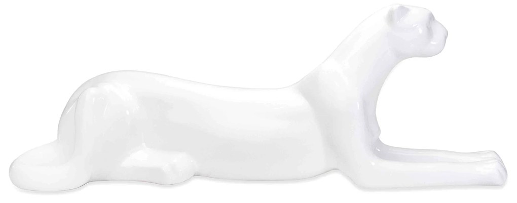 Escultura Decorativa Onça Deitada Branco 17,5x52x13 Cm - D'Rossi