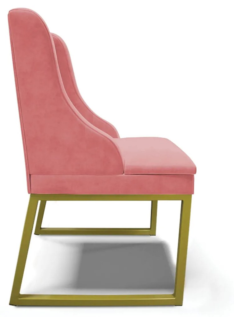 Cadeira Sala de Jantar Industrial Dourado Kit 4 Liz Suede D03 - D'Rossi - Rose
