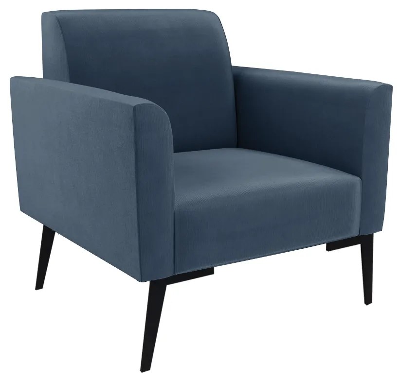 Sofá Namoradeira com 2 Poltronas Pés Villach Marisa Suede D03 - D'Rossi - Azul Marinho