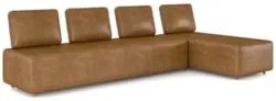 Sofá 4 Lugares Com Chaise 296cm Rovier Sintético Caramelo Z32 - Mpozen