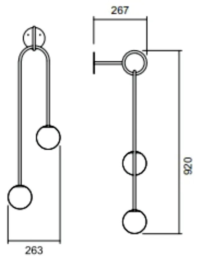 Arandela Pêndulo C/ 2 Globos 26X28X92Cm 2L G9 / Metal E Globo Ø12Cm |... (BT - Branco Texturizado, FOSCO)