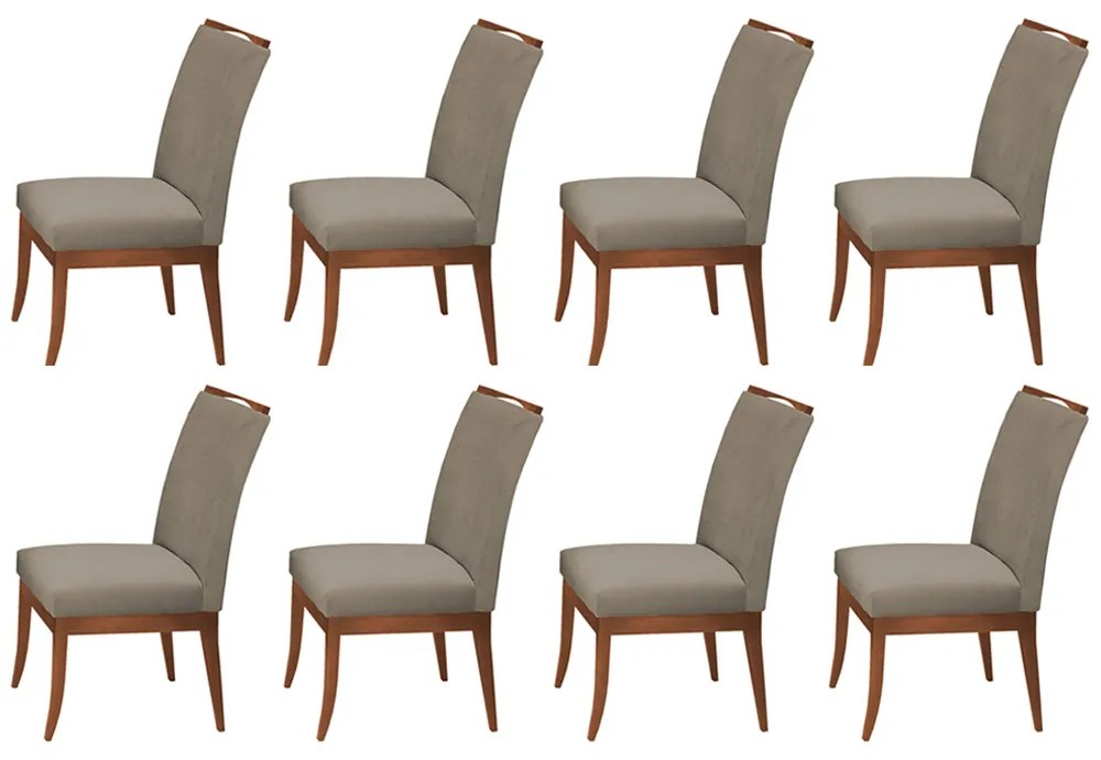 Conjunto 8 Cadeiras Sala de Jantar Lana Aveludado Cappuccino