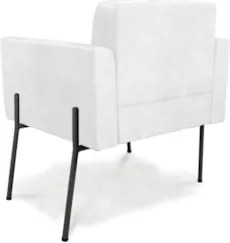 Poltrona Sala Pé Metal Preto Kit 2 Ana Sintético PU Branco - Ibiza