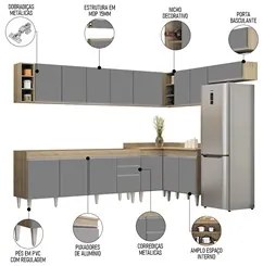 Armário de Cozinha Modulado de Canto 8 Peças CP25 Balcão sem Tampo Cas