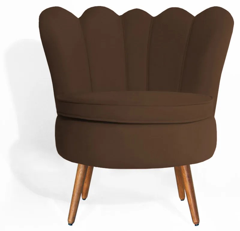 Poltrona Decorativa Dália Pés Palito Veludo Marrom