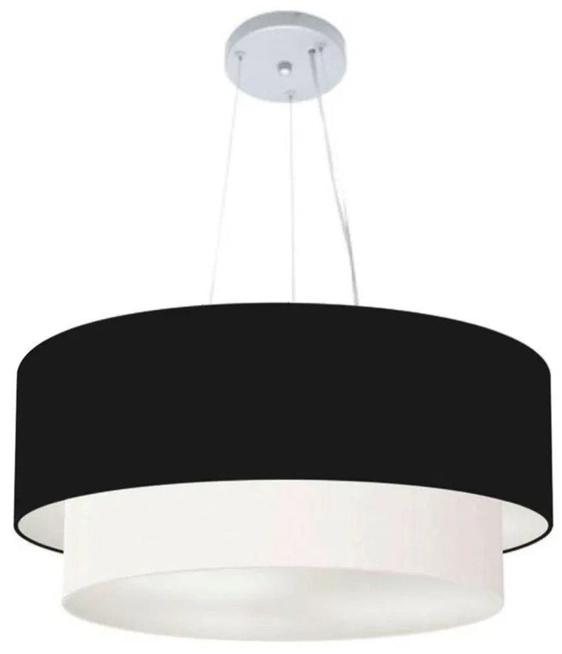 Lustre Pendente Duplo Cilíndrico Vivare Md-4073 Cúpula em Tecido 80x60cm - Bivolt