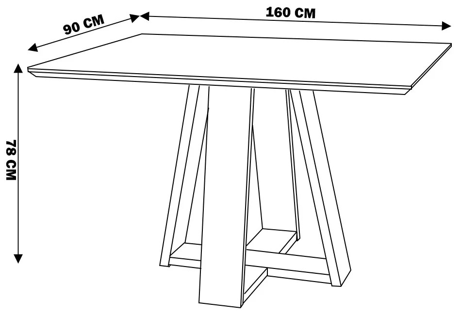 Mesa de Jantar Shell 160x90 cm com Tampo de Vidro Off White G55 - Gran Belo