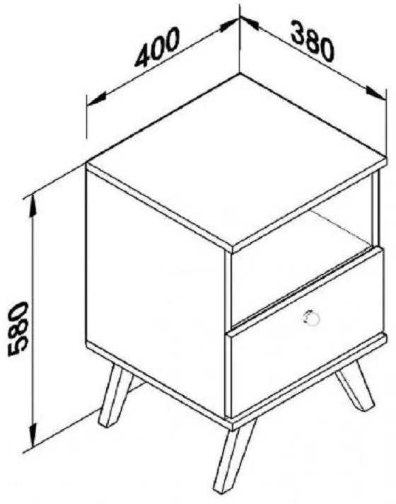 Mesa de Cabeceira 1 Gaveta RT 3019 - Rosa