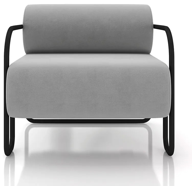 Poltrona Sala de Estar Industrial Preto Ameli Veludo K01 - D'Rossi - Cinza
