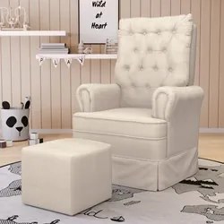 Kit 02 Poltronas de Amamentação e Descanso Com Balanço Laís G05 Linho