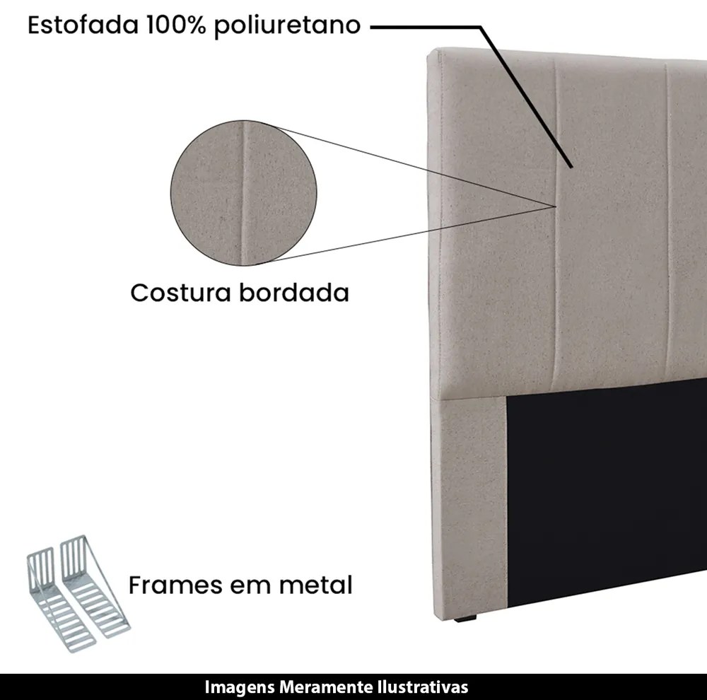 Cabeceira Decorativa Casal 1,40M Erza Linho Areia G63 - Gran Belo
