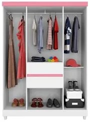Guarda Roupa Casal Flex 6 Portas 2 Gavetas Ecom II D02 Branco/Rosa/Bra