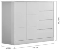 Cômoda Infantil 2 Portas 4 Gavetas Lilly Z39 Branco - Mpozenato