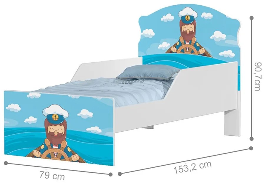 Mini Cama Infantil 153,2x79cm com Proteção Lateral Personagens K02 - D'Rossi - MARINHEIRO