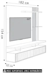 Painel TV 60 Pol e Bancada Suspensa Cherry Nature/Off L06 - Mpozenato