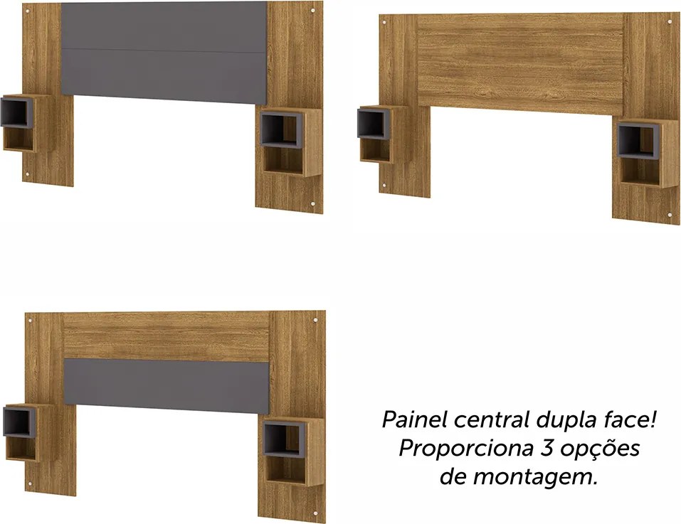 Cabeceira Casal Extensível Cama Box 236-176cm Cibely Nature/Alasca V01 - D'Rossi