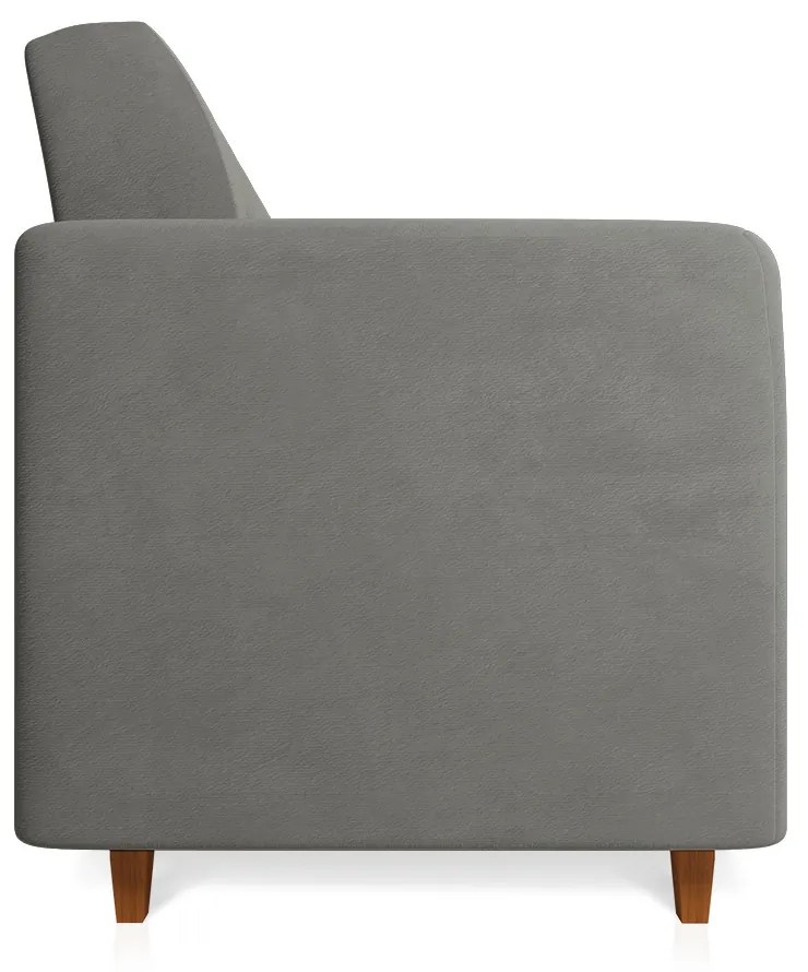 Sofá 03 Lugares Arezzo Suede Pés Chanfrado Castanho D01 - D'Rossi - Grafite