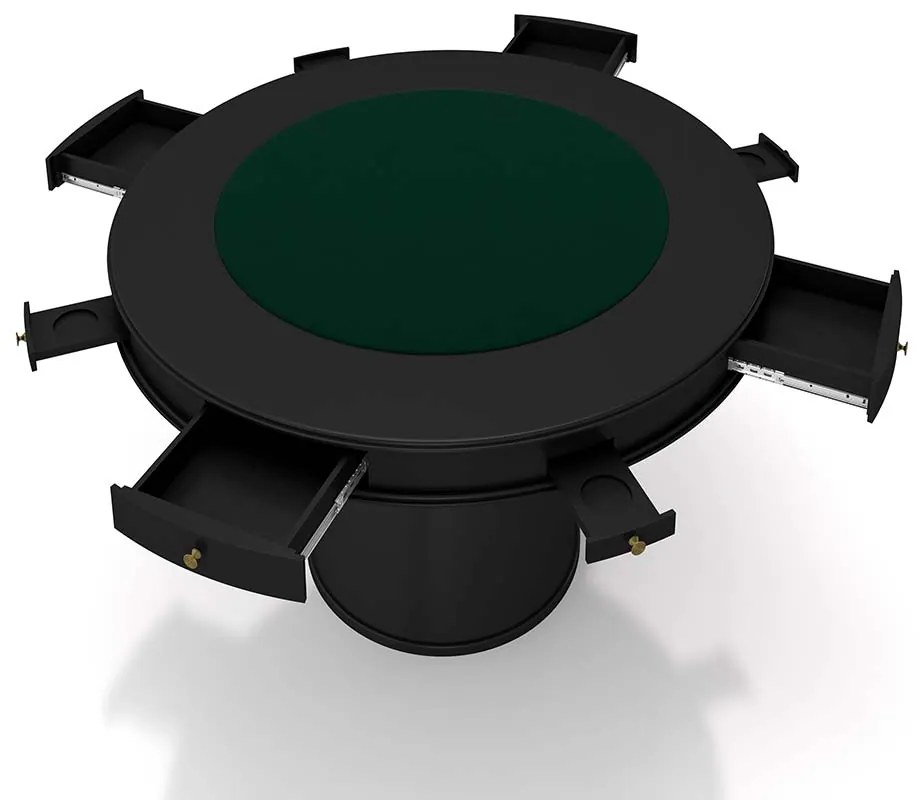 Conjunto Mesa de Jogos Carteado Bellagio Tampo Reversível e 4 Cadeiras Madeira Poker Base Cone PU Caramelo/Preto G42 - Gran Belo