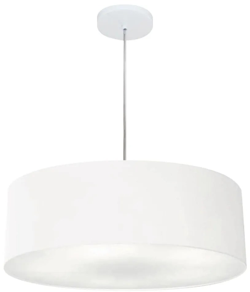 Lustre Pendente Cilíndrico Md-4217 Cúpula em Tecido 50x15cm Branco - Bivolt