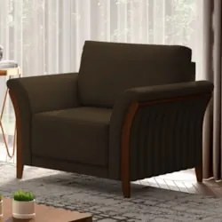 Poltrona Decorativa Sala de Estar 102cm Pés Madeira Roya Z32 Veludo Ma
