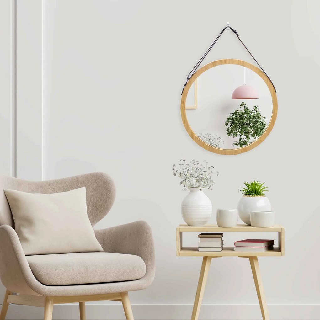 Espelho Decorativo com Moldura em Madeira 40 cm - D'Rossi