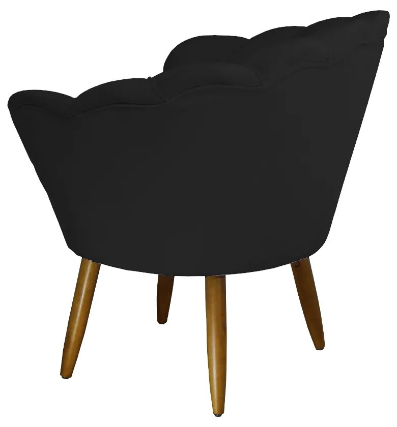 Poltrona Decorativa Pétala Pés Palito Suede Preto - Sheep Estofados
