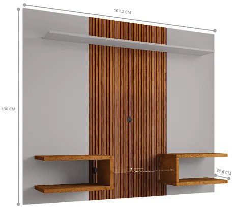 Painel Atlas Off White/Naturalle Ripado – Bechara Móveis