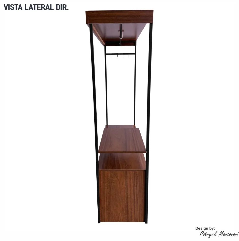 Closet Guarda Roupa Iron 1 Gaveta Imbuia/Preto - Vizzato - Marrom