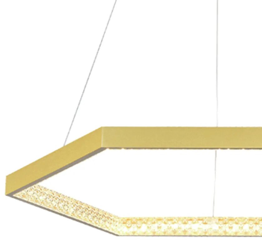 Pendente Hex Aros Ø60X3,5Cm Led 30W 3000K Bivolt / Hexagono - Sextavad... (Dourado)