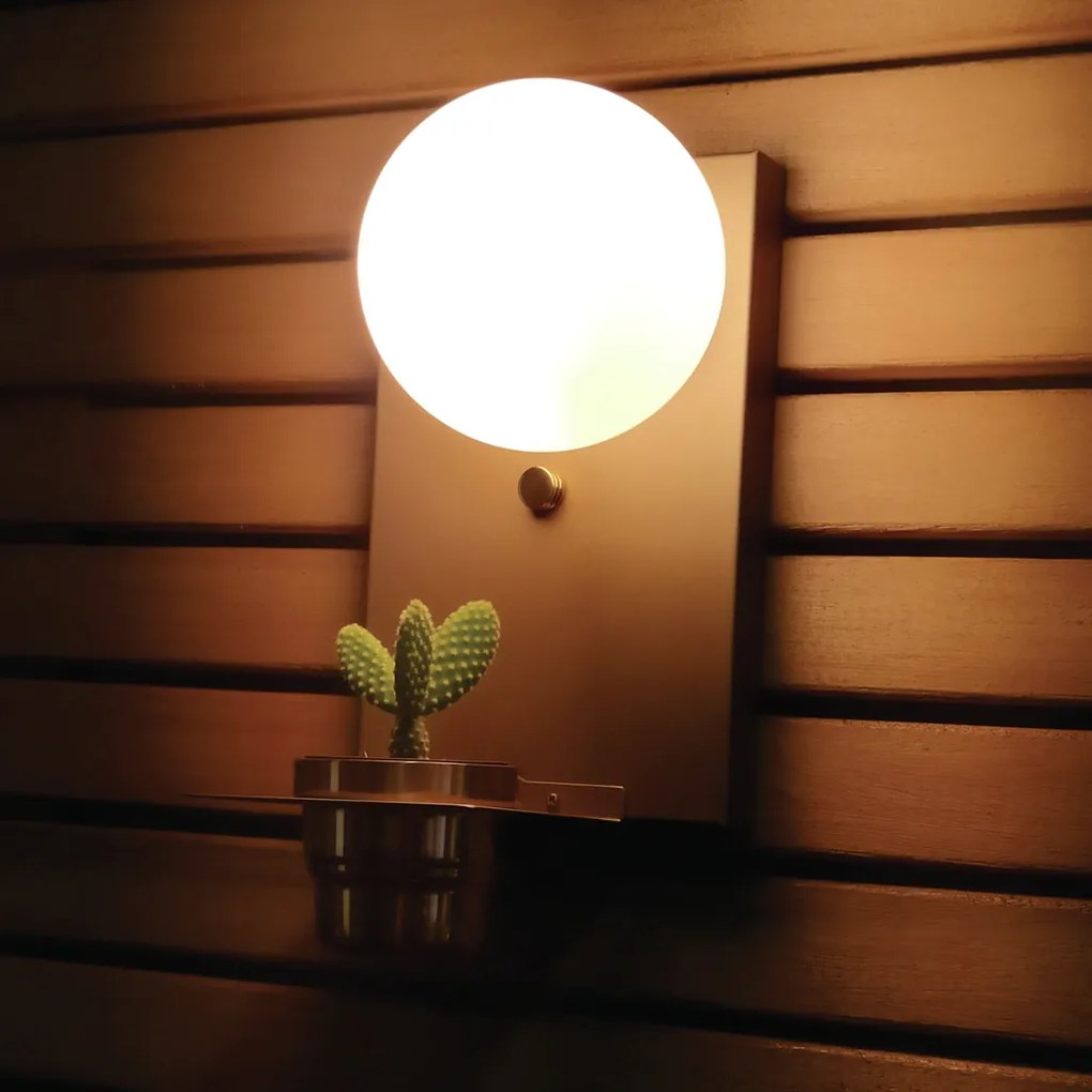 Arandela Nature Vertical Com Porta Mini Vaso 12X25Cm Globo Ø10Cm 01Xg9... (BRANCO / DOURADO BRILHO)