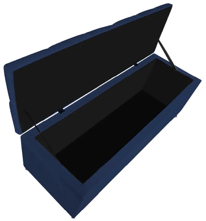 Calçadeira Estofada Liverpool 195 cm King Size Suede Azul Marinho - ADJ Decor