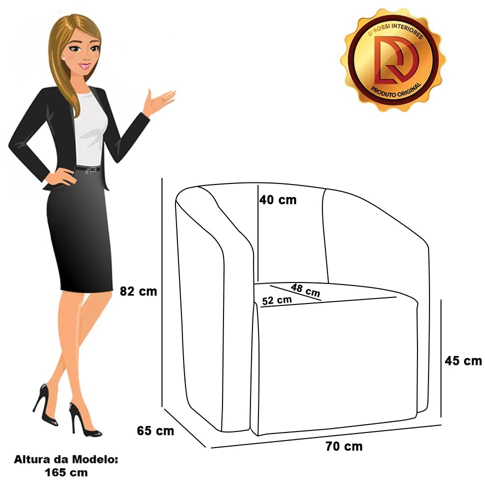 Poltrona Decorativa Base Giratória Kit 2 Stella Max Veludo D03 - D'Rossi - Cinza