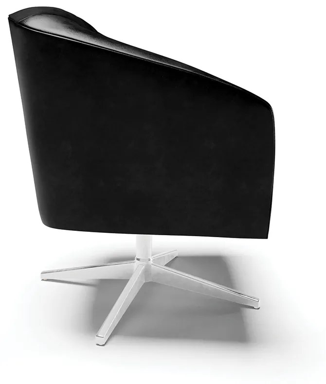 Poltrona Decorativa Giratória MA30 Stella Sintético PU Preto D03 - D'Rossi