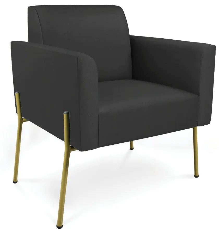 Poltrona Pé de Ferro Dourado para Sala Marisa Corino - Preto