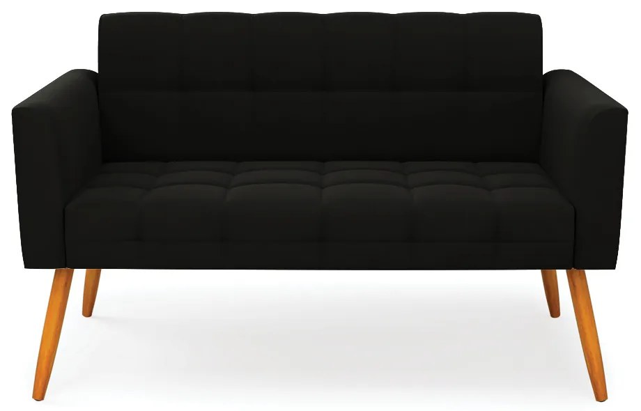 Sofá Namoradeira Elisa Suede Pés Palito Castanho D03 - D'Rossi - Preto