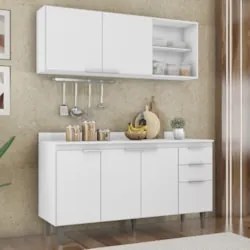 Armário de Cozinha Com Tampo CP01 150cm Pérola Branco Z34 - Mpozen