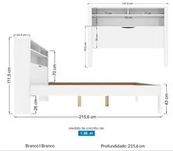 Cama Casal Baú Com Nicho Invicta Branco - Santos Andirá