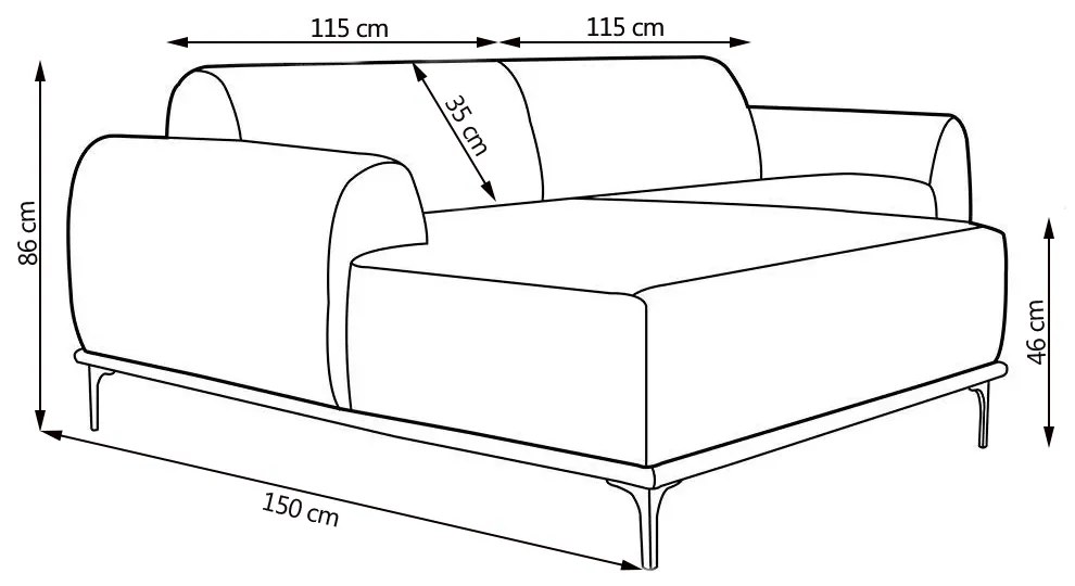 Sofá 3 Lugares Bipartido com Chaise Lado Direito Base de Madeira Euro 230 cm Veludo Mostarda G15 - Gran Belo