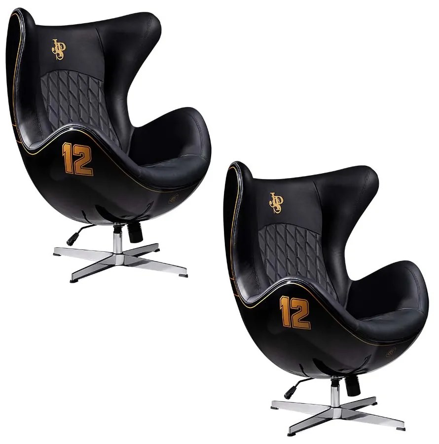 Kit 2 Poltronas Decorativas Egg Chair Lotus nº 12 Preta G53 - Gran Belo