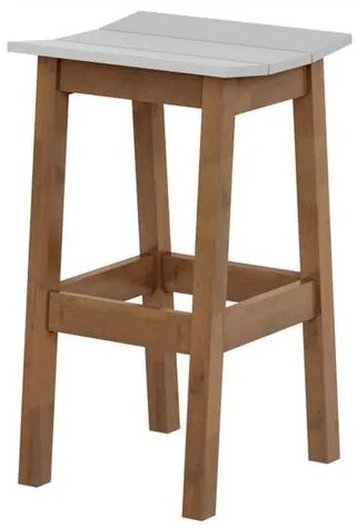 Banqueta Bento Assento Laca Branco com Base Pinhao 70 cm - 57513 Sun House