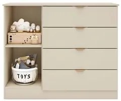 Cômoda Infantil 4 Gavetas Com 1 Porta Ripada Ayla Off White  - Phoenix