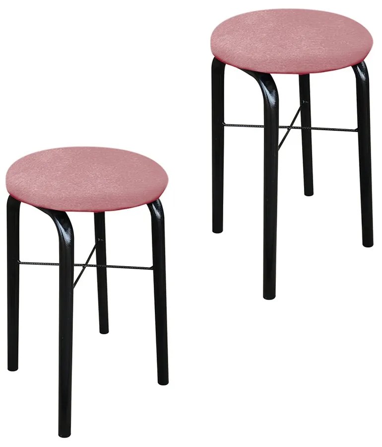 Kit 02 Banquetas Baixa Manu Suede - Rose