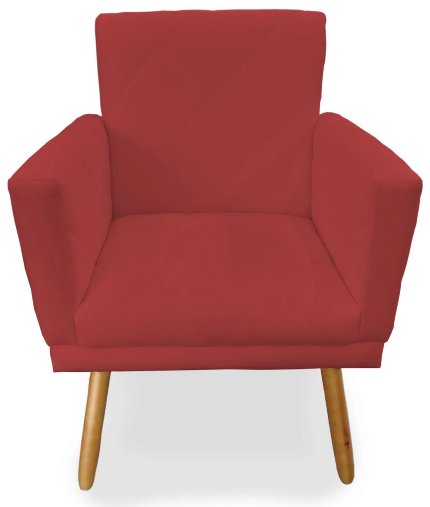 Poltrona Decorativa Lívia Pés Palito Suede Vermelho - Sheep Estofados - Vermelho