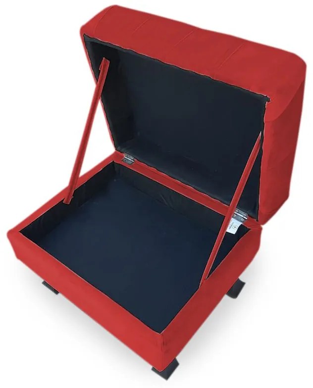 Puff Baú Decorativo Capitonê Luis XV 50x40cm Suede Vermelho - Sheep Estofados - Vermelho