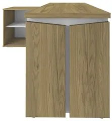 Mesa Escrivaninha em L Sharp e Balcão 70cm 2 Portas Tok A06 Olmo/Branc