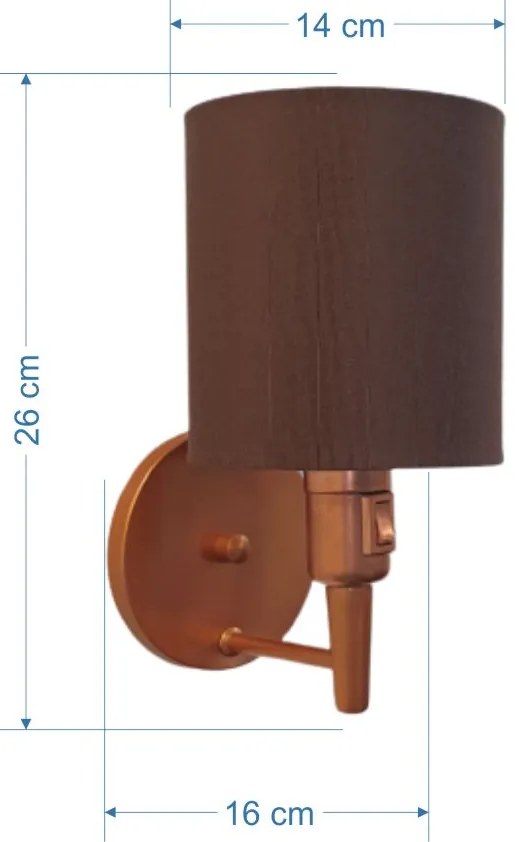 Arandela Cilíndrica Md-2030 Cobre Com Liga e Desliga Cúpula Café - Bivolt
