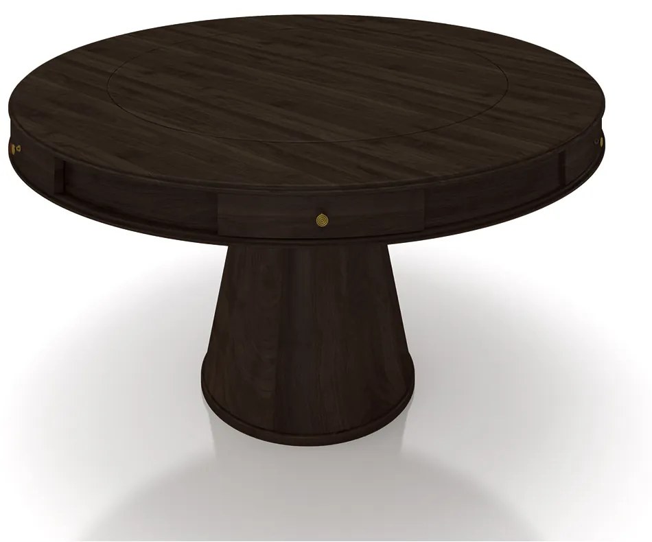 Mesa de Jogos Carteado 6 Lugares Bellagio com Gavetas e Tampo Reversível Base Cone com Tecido Capuccino/Verde G42 - Gran Belo