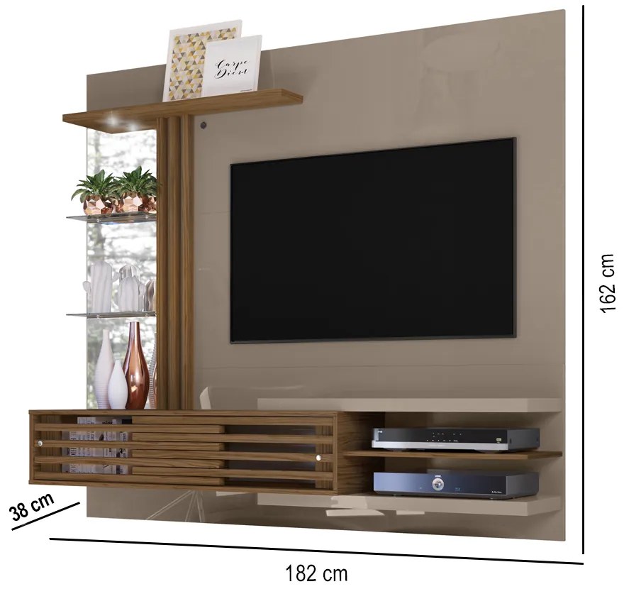 Painel TV 55 Pol 182cm Bancada Suspensa para Sala Romelli M20 - D'Rossi - Fendi e Naturale